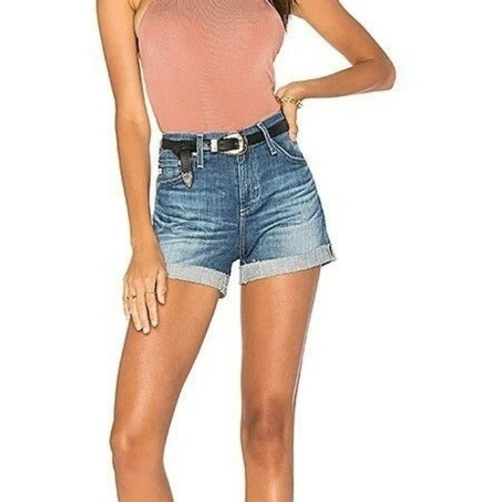 AG The Hailey Denim Shorts Ex-Boyfriend‎ Roll Up Cuffed Dark Wash Casual Size 30